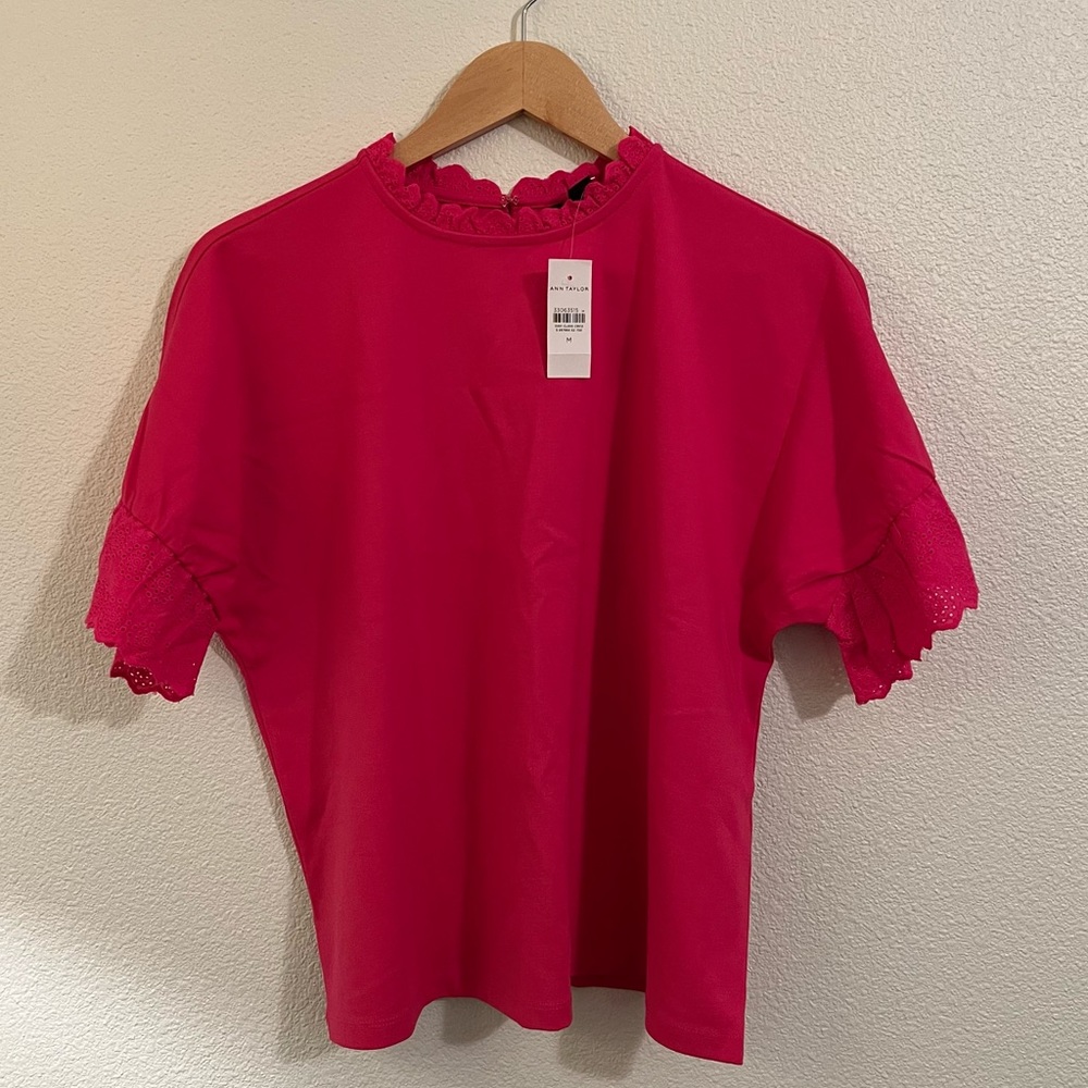Ann Taylor pink top with collar and sleeve details